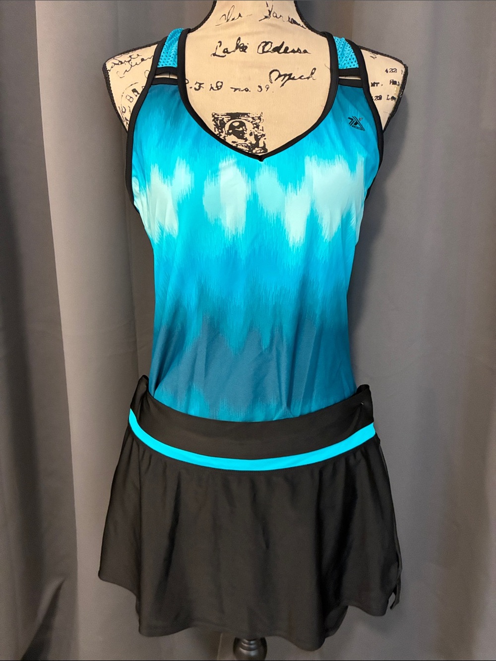 ZeroXposur Blue & Black Tankini Two Piece Swimsuit